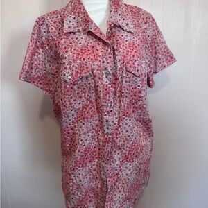 Wrangler Pink Red Floral Short-Sleeve Western Shirt
